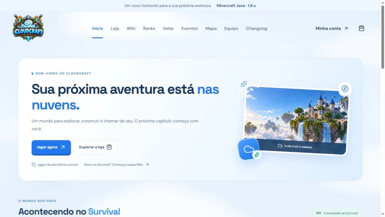 Página inicial do CloudCraft — captura real da interface